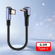 สายเคเบิลสั้น0.25/0.5ม. 66W 90องศา USB ประเภท C ถึง Type C 6A สายชาร์จเร็วสาย Power Bank สำหรับ IPho