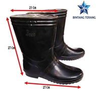 JEEP Black Rubber Boots SHORT Waterproof Project Work Boots NO.27 For Feet 41-42 Unisex Half Knee Ca