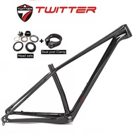 TWITTER LEOPARDpro STORM No Logo Version Model Quick Release CX Gravel Disc Brake MTB Mountain Bike Off-Road Carbon Frame Bike Accessories Including Headset Seatpost Clamp