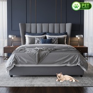 LOFT LIVING MAGNUS Queen Wing Back Divan Bed-Grey