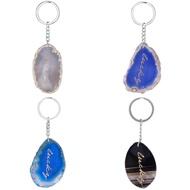 【cw】 Agate Slice Pendant Keychains for Ladies Men Car Decoration Keyrings Jewelry Birthday ！
