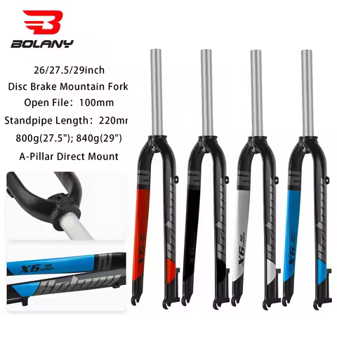Bolany Bike MTB Rigid Fork 26/27.5/29inch Suitable For Mountain Bicycle X6 Bike Forks Straight Alumi