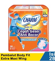 Charm Body Fit Extra Maxi Wing 23 cm Pembalut Charm Isi 28 pads