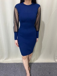 Toply shop COD + GRATIS ONGKIR / mini Dres bodycon lengan balon kombinasi tile polka / Dres wani