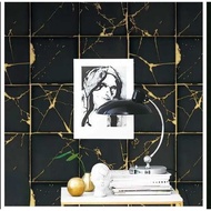 HIJAU NEWEST ROOM WALLPAPER STICKER WALLPAPER GREEN BLACK ORANGE MARBLE SQUARE MOTIF SIZE 45CM x 7-8