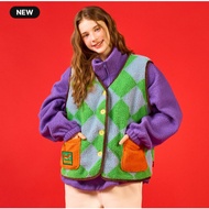 [WIGGLE WIGGLE] Fleece Vest | Lucky Puppy Argyle | Korean Cute Sherpa Vest (Free Size)