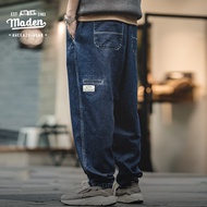 Maden brand men youth 2023 autumn new academic school Japanese retro easypants denim washed jeans lo