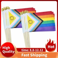 50 Pack Intersex Progress  Pride Stick Flag Small Mini Rainbow Hand Held LGBTQ Flags,5x8 Inch