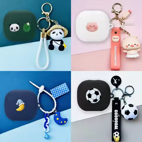 For Anker Soundcore Liberty 4 Pro Case Cute Soccer Bear Keychain Soundcore Liberty 4 Pro Silicone So