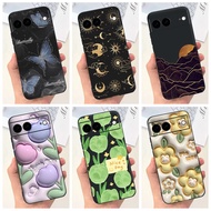 For Google Pixel 7 Casing GVU6C GQML3 Popular Flower Pattern Soft Black Silicone Slim Phone Case For