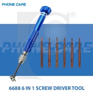 SCREW DRIVER TOOL SET 6688 6IN1 WITH 6 BITS PHILLIPS 1.5 / PENTALOBE 0.8 / TRI-POINT 0.6 / TORX T2 /