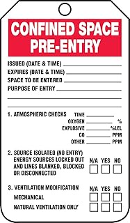 Accuform TCS327PTM RP-Plastic Confined Space Tag, Legend"Confined Space Pre-Entry", 5.75" Length x 3