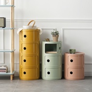 Nordic ins Influencer Round Bedside Table Modern Simple Plastic Storage Cabinet Multi-Layer Small Si