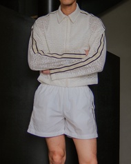 COMPOSE. - Vintage Laced Track Jacket | เสื้อแจ็กเก็ตซิปทรงครอป ผ้าลูกไม้ ลายดอกไม้ ดีเทลสไตล์สปอร์ต