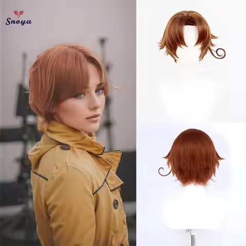 Snoya Axis Powers Hetalia Italy synthetic cosplay Wig short reddish brown Wig for Gaming Anime Role-