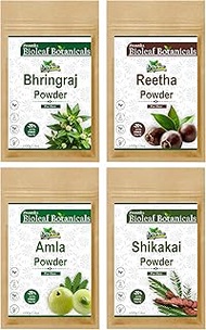 Drontika Bioleaf Botanicals Amla, Shikakai, Reetha, Bhringraj Powder 400g, I Pack of 4