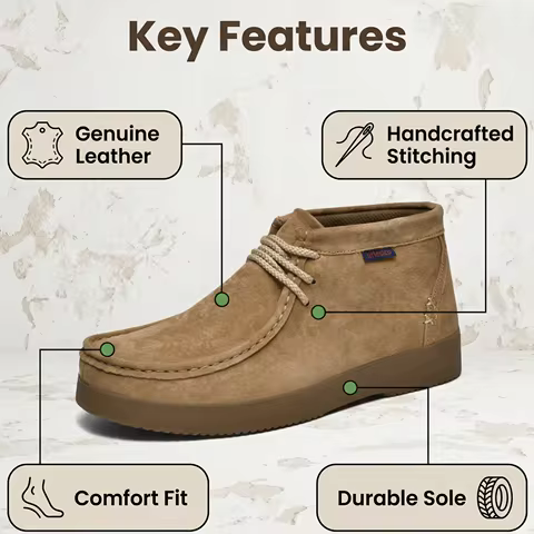 Genuine leather hand-sewn stitching mens boots casual, mocasines para hombre,lace up,ankle chukka bo
