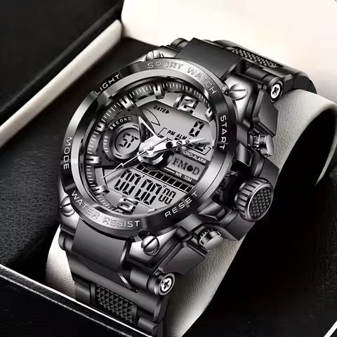 All-in-One Luminous Sports Watch: 30M WR, Dual Display, Alarm - Comfortable, Durable for Men, Women 