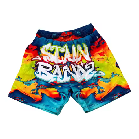 Y2K Retro Hip Hop Street Graffiti Art Psychedelic Visual Design Men's Casual Shorts Summer Beach Sho
