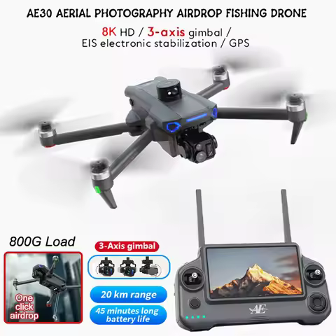 AE30 Professional Drone With 8K Camera GPS 3-Axis Gimbal 20KM Obstacle Avoidance Touch Screen FPV Br