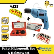 Paket hidroponik mesin bor keyless 10mm BENZ dan holesaw kit set 13 pcs KODENKI - Mesin bor besi 10 