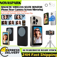 Phone Rear Camera Selfie Monitor Screen Mirroring with Speaker 3-Levels Brightness Magnetic Selfie S