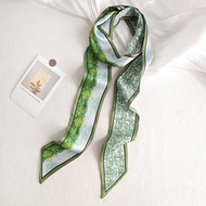 XUANXUAN | Khăn choàng lụa dài thời trang mùa hè cho nữ dây buộc tóc kiểu Pháp đa năng trang trí túi