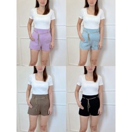 (JANUARY BRAND) SMLXL Women's High Waist Short pants女装高腰短裤罗马弹力面料后腰伸缩裤头-JN5419