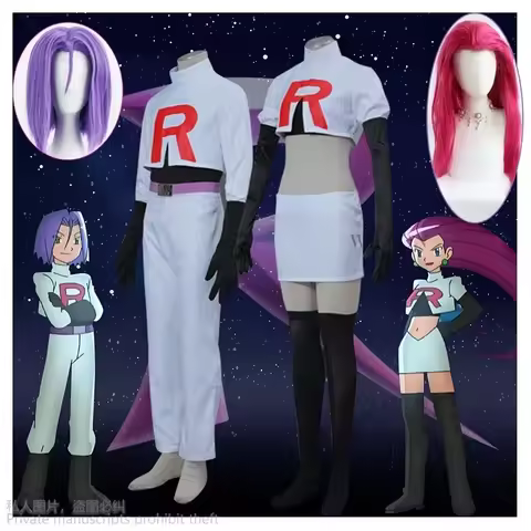 Game Team Rocket Cosplay Jessie Musashi James Kojirou Costume Halloween Anime Accessories Wig Full S