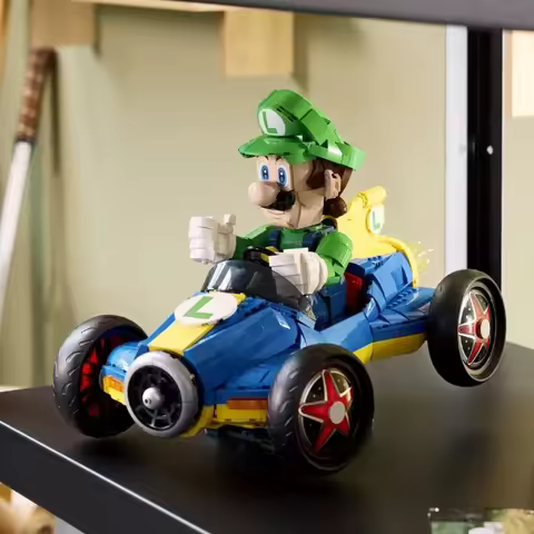 2026 Moc Super Mali Racing Luigi Car Set - Children's Blue Racing, Favorite Characters