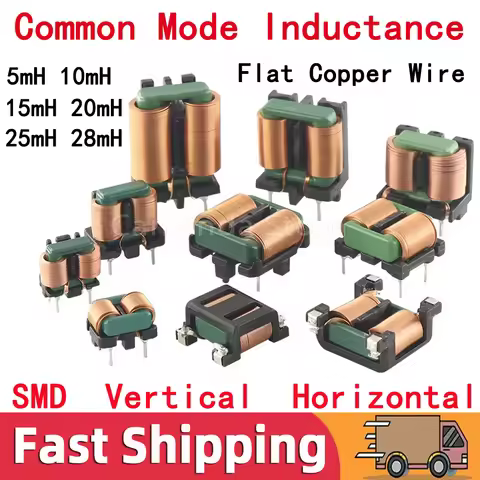 2pcs SQ Flat Copper Wire EMI Filter Inductor Common Mode Inductance Square Ferrite Core Coil 5mH 10m