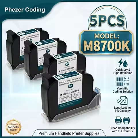 Phezer A Level Ink 1/3/5pcs Handheld Online Inkjet Printer Cartridge Quick Dry Black B Level 12.7mm 