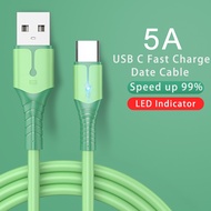 สายชาร์จเร็ว Type C สายชาร์จ USB Cไนลอนถัก 5A USB Data Cable Liquid ซิลิโคน Light Cable ของแท้ สายชาร์​จเร็ว 1/2 เมตร สำหรับ Xiaomi Huawei p30 Samsung OPPO VIVO REALME รับประกัน1ปี