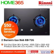 Rinnai 2 Burners Gas Hob RB-72G - FREE INSTALLATION