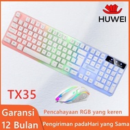 WAJIB PUNYA HUWEI KEYBOARD GAMING LED RGB LAMPU USB WIRED KEYBOARD MOUSE 1 SET GAME DENGAN LATENSI R