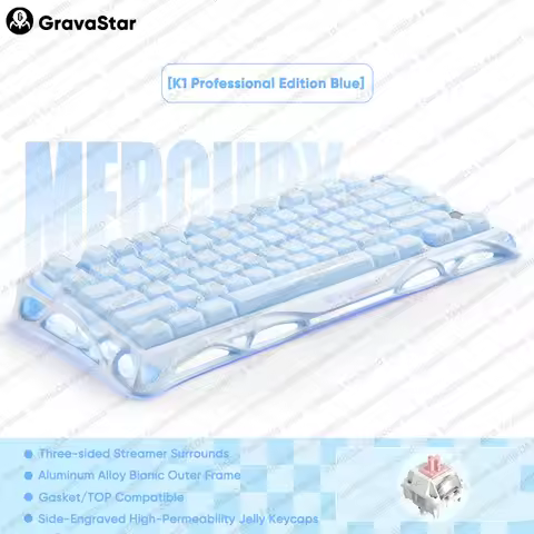 GravaStar K1 Wireless Gaming Mechanical Keyboard Blue Jelly keycaps RGB Gaming Bluetooth 2.4G Wired 