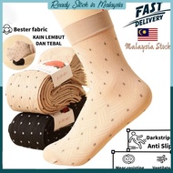 MIIOW_ Pair Polka Dot Muslimah Stokin 100% Brand New Ankle Socks Jacquard Weaving Anti Slip Sock Stoking Perempuan Mu