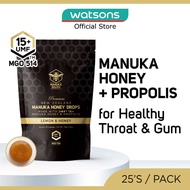 MANUKA SOUTH UMF15+ Manuka Honey DROPS with Propolis lozenges (For Cough, Flu, Sore Throat, Ulcer, Gum, Bad Breath, Immunity Support) 25s