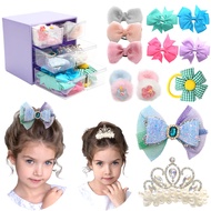 Hair Accessories for Girls (Pack of 12) Including Hair Clips for Girls Tails Hair Ties Hair Bows Gir