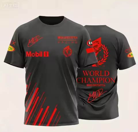 Max Verstappen Racing T-shirt World Champion Commemorative Top for Racing Fans Casual Sportswear