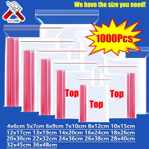 100-1000Pcs Reclosable Transparent Bags Small Zip Lock Plastic Bags Vacuum Storage Bag Clear Bag Zip