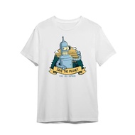 Men's T-Shirt For Heavy Work Futurama Bender Vintage Graphics With Cartoon Print