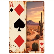 2D Western Desert Metal Art - 11.8x7.87" Cactus Iron Sign, Bar & Ranch Decor