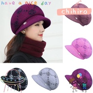 CHIHIRO Peaked Cap, Keep Warm Windproof Knitted Woolen Hat, Elegant Thicken Beret Hat Woman