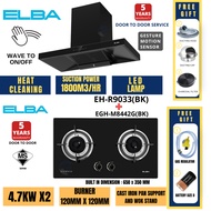 ELBA 1800m³/h Designer Hood EH-R9033(BK) with Heat Cleaning Technology + ELBA GLASS HOB EGH-M8442G(B