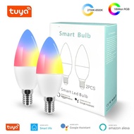 Tuya Smart Wifi LED Bulb E14 RGB+W+C Dimmable Light LED Remote Control Work with Alexa Google Home A