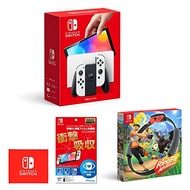  Nintendo Switch (OLED model) Joy-Con(L)/(R) White + [Nintendo licensed product] Nintendo Switch (OLED model) Exclusive OLED Protective Film Multifunctional + Ring Fit Adventure -Switch ([Amazon.co.jp only] Nintendo Switch logo design m