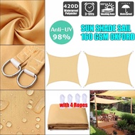 Ready Stock 420D Sunshade Sail Waterproof Rectangle/Square Sun Shade Sail Canopy Outdoor Oxford Suns