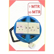 DOUBLE ROUND EXTENSION WIRE BOX POWER CABLE ROLLER TRAILING SOCKET PLUG ADAPTER MULTIPLE UNIVERSE 2 