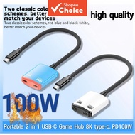 Portable 2 in 1 USB-C Game Hub 8K type-c, PD100W for Switch/OLED Pro/Air AR Glasses, Compatible Andr